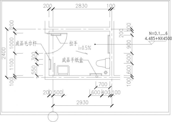 【济南】大学图书馆公厕单间细节建筑施工图_图1