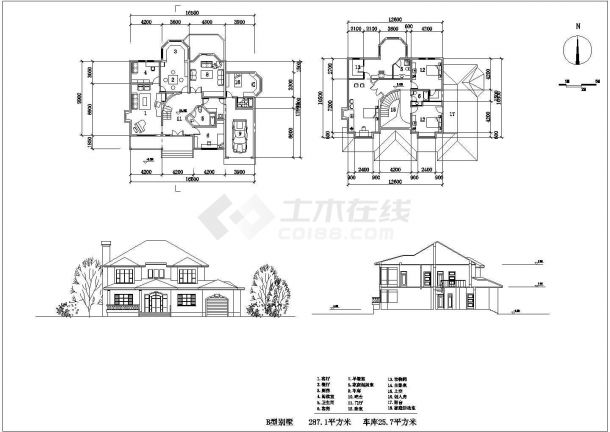 十几种独栋别墅建筑设计施工CAD图-图一