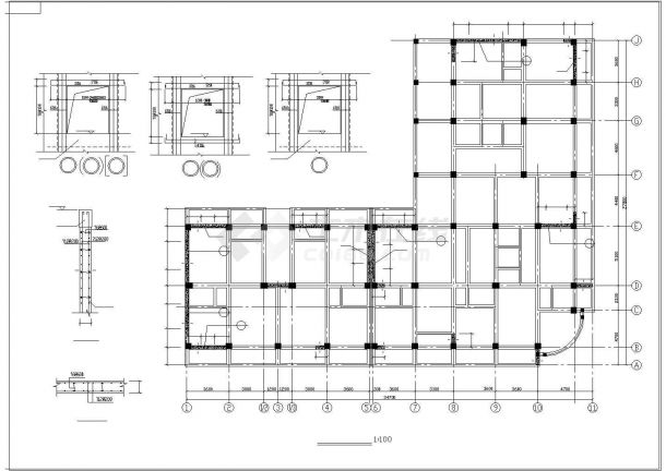 双层底框结构布置CAD参考图-图二
