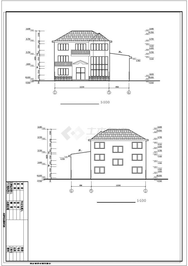 青岛市某整套别墅建筑结构设计CAD布置图-图二