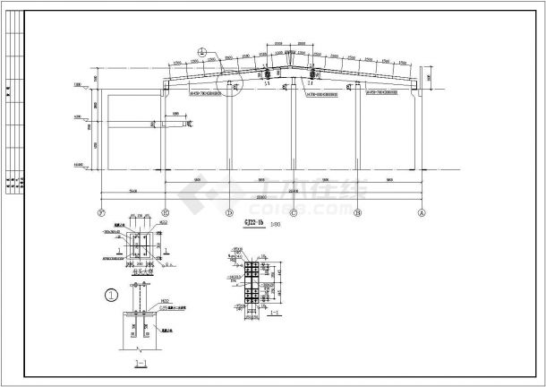 一套汽车展厅钢结构建筑图（共26张）-图一