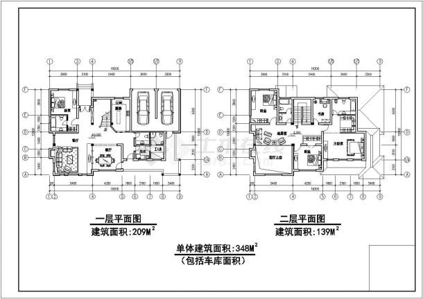 一套典型的大型别墅建筑图（共12张）-图二