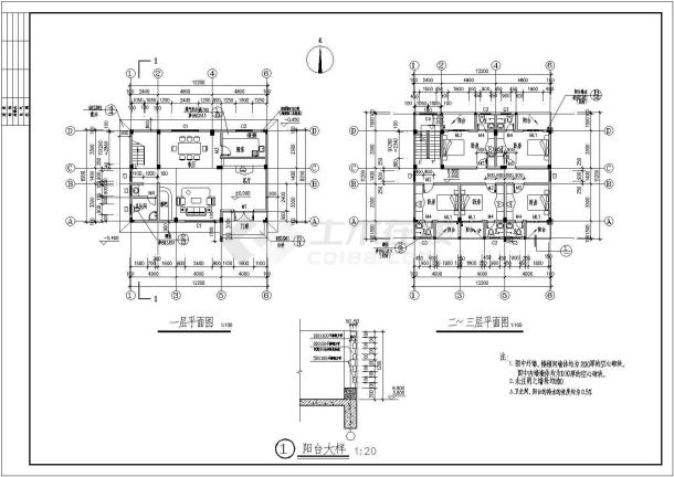 某地多层住宅楼建筑设计方案CAD图-图二