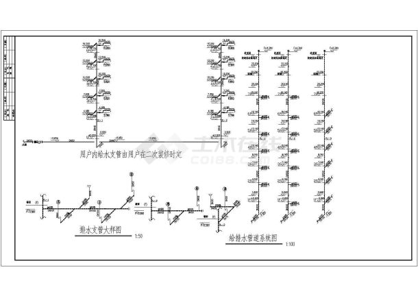 某乡村安置房建筑给排水设备cad图-图二