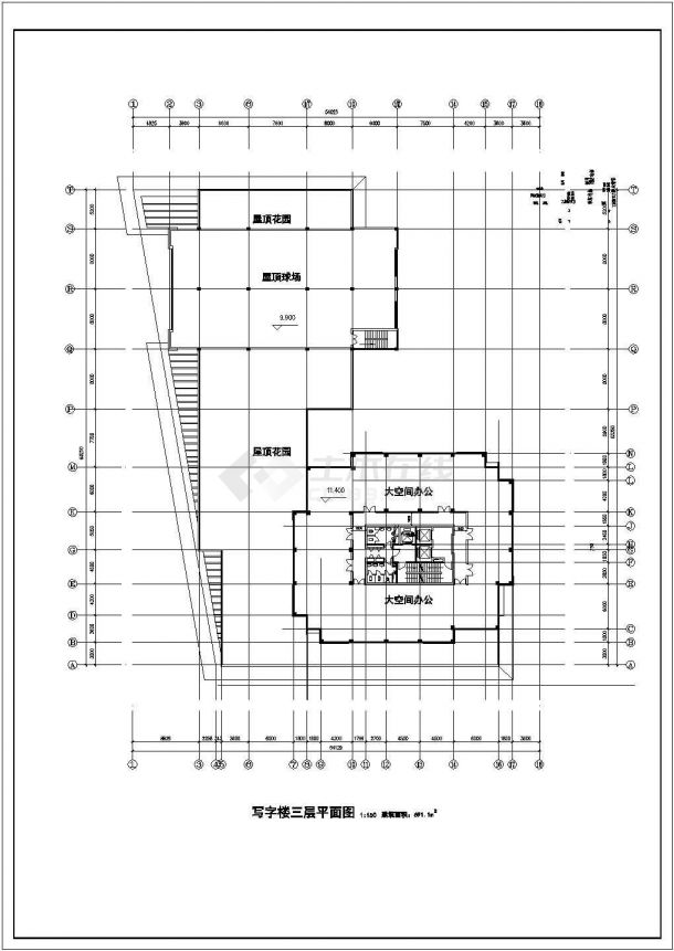 某地高层写字楼CAD建筑施工参考详图-图二