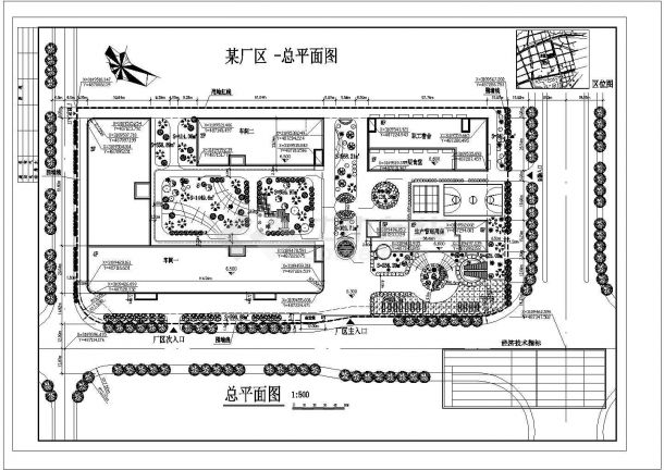 [南方]某工厂厂区总平面cad设计施工图(带绿化)-图一