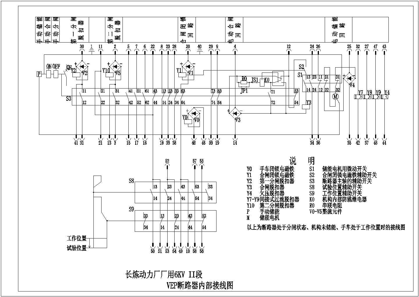 【岳阳市】长炼动力厂厂用6KV II段VEP断路器内部接线图