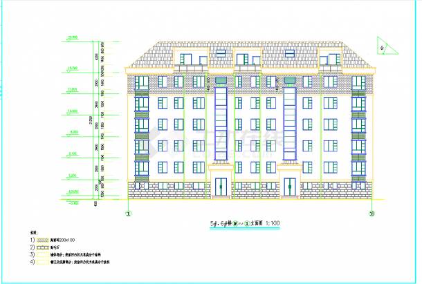 某地某六层住宅楼建筑施工图CAD图纸-图二