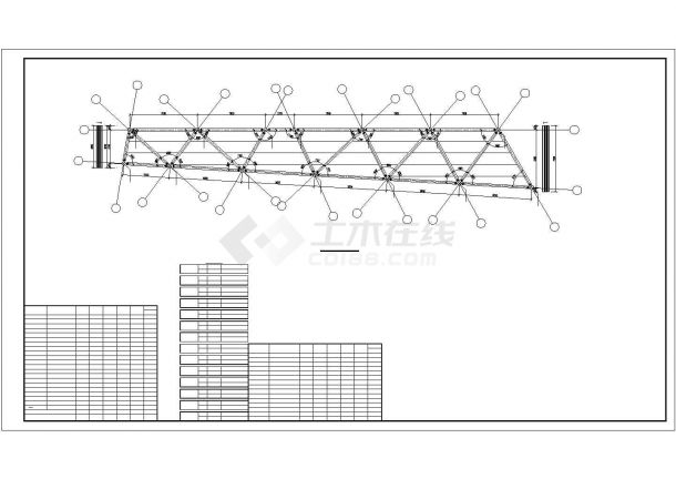 某钢桁架结构平立剖面CAD布置图-图二