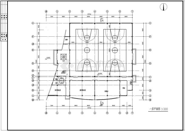 某中学学校体育馆建筑设计方案图（详细）-图二