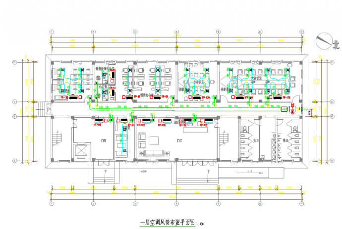 五层办公楼中央空调CAD平面布置参考图_图1