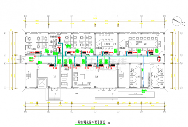 五层办公楼中央空调CAD平面布置参考图-图二