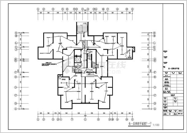 长沙市某33层住宅电气CAD布置图-图一
