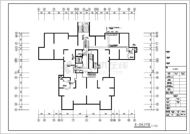 长沙市某33层住宅电气CAD布置图-图二