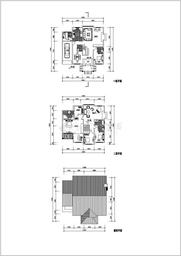 某住宅项目两层别墅多套建筑设计方案图-图一