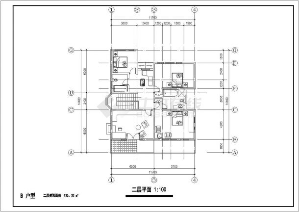 某地两层小别墅建筑设计CAD图-图二