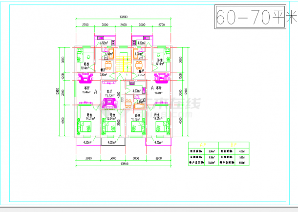 某地四种90平米以下多层住宅建筑平面CAD图纸-图一