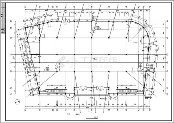 某地区的商场建筑结构cad布置图-图二