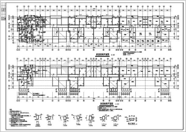 某市区多层底框住宅楼结构CAD平面布置参考图-图二