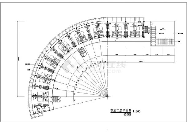 某地区普通酒店建筑CAD平面布置参考图-图二