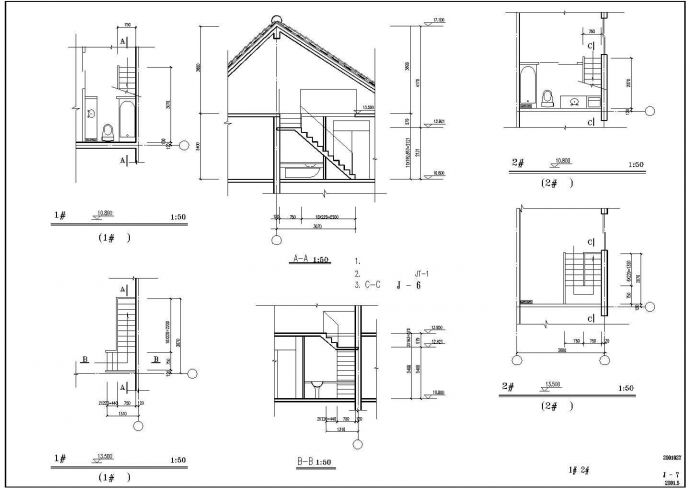 某地方多层坡屋顶建筑设计施工CAD图_图1