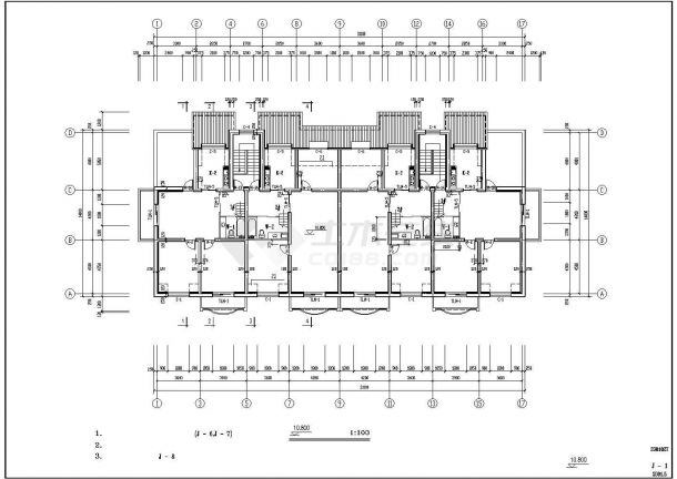 某地方多层坡屋顶建筑设计施工CAD图-图二