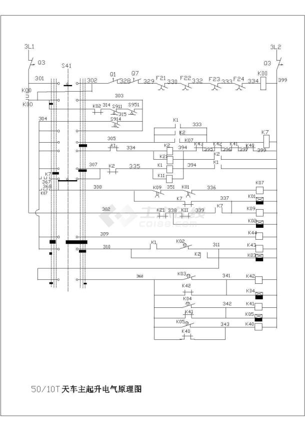 某50/10T天车主起升电气设计原理图-图一