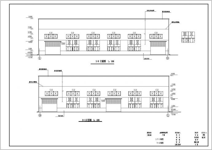 某地区厂区厂房设计施工图（平面图、立面图）_图1
