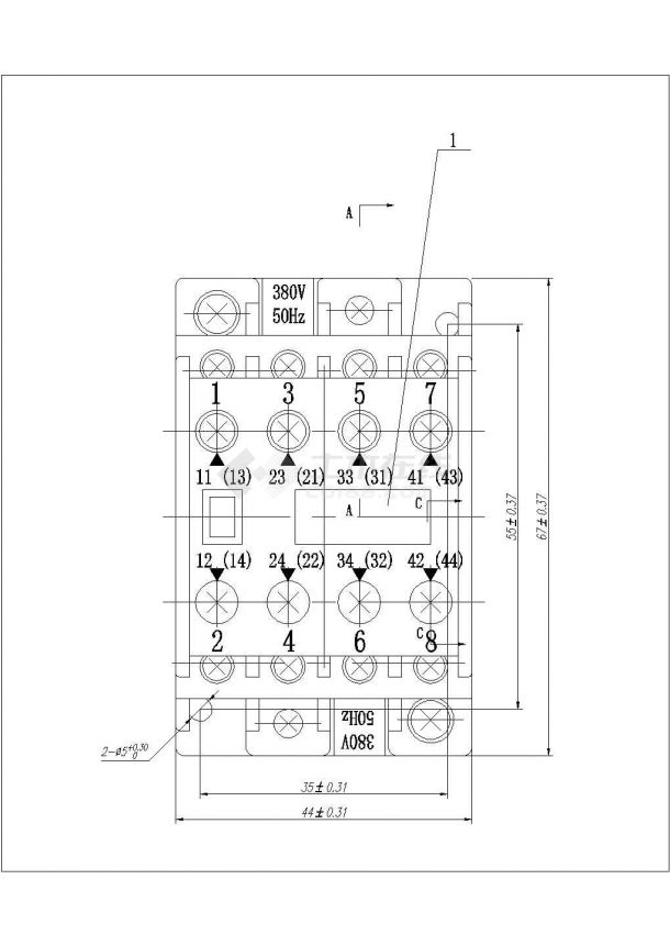 某电气企业开发CJ20-10交流接触器总装图-图二