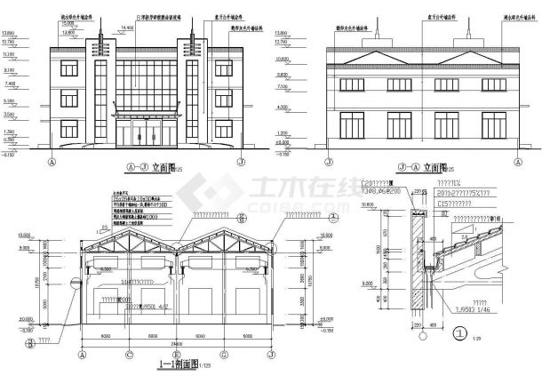 某厂房详细建筑设计施工图（共8张）-图一