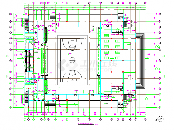 【扬州】某地体育馆建筑设计施工图-图一