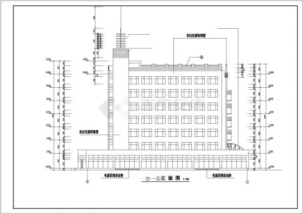 某地宾馆商住楼建筑设计图（共17张）-图一