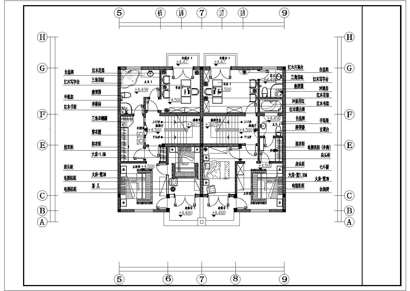 【贵阳市】某小区联拼别墅1-4层平面建设方案图