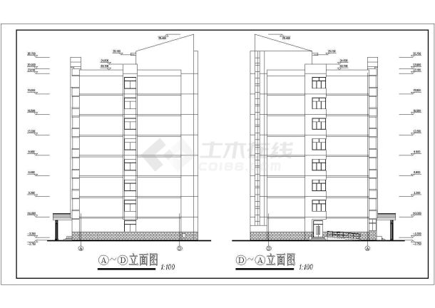 某地某大学宿舍建筑设计CAD图-图一