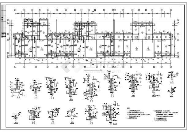 宜家花园小型空心砌块住宅楼结构设计施工图-图二