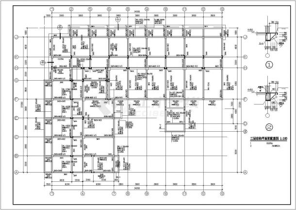 某县6层框架综合楼结构设计CAD图-图二