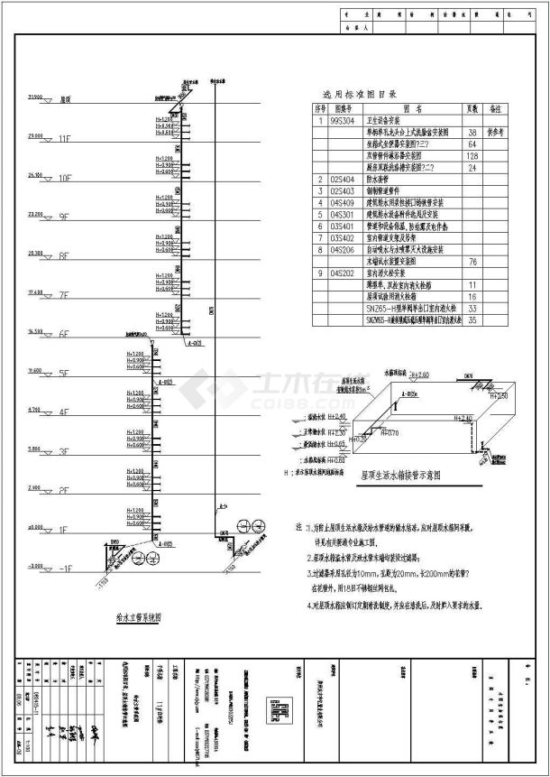 某市某小区十一楼给排水图纸-图二
