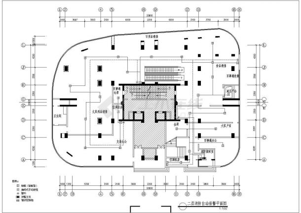 某地区邮局消防自动报警cad平面图纸-图一