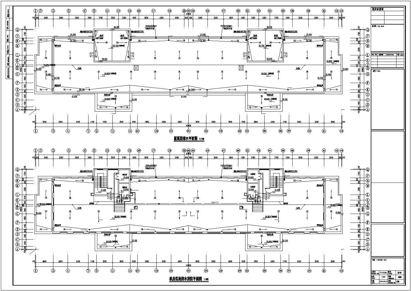 [江苏]100米商业住宅楼给排水施工图纸（含4栋楼、同层排水）