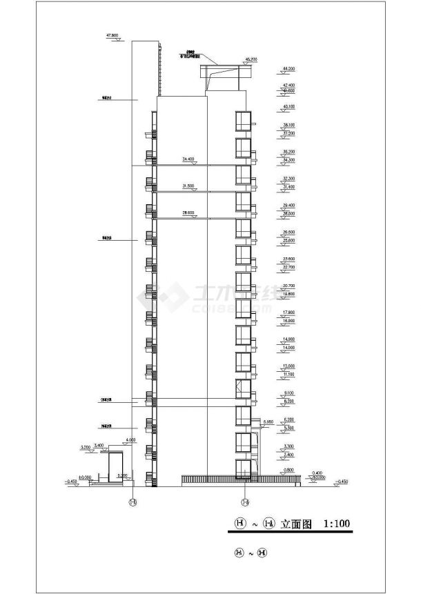 某高层小区住宅建筑cad施工图（共11张）-图一