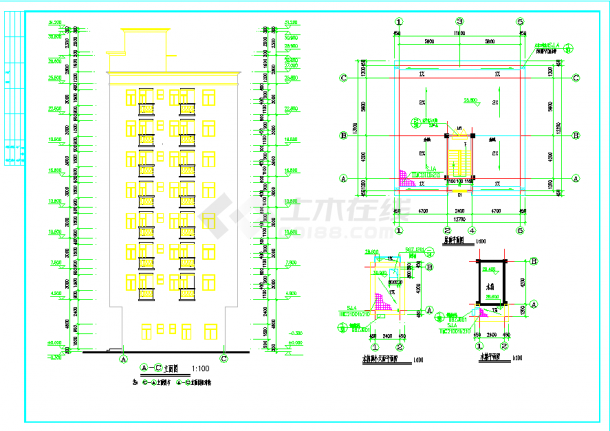 标准民房别墅建筑设计CAD示意图-图二