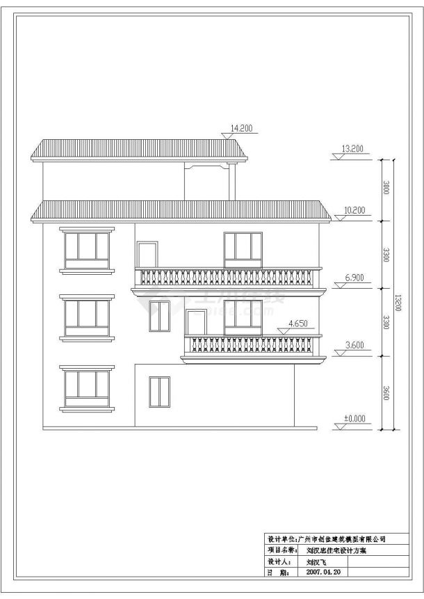 某小型临街住宅楼cad设计施工图-图二