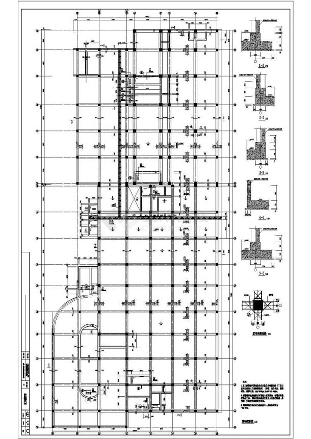 【北京市】广安门住宅小区A2楼、茶叶商城及1#地下车库筏板基础设计图纸-图二