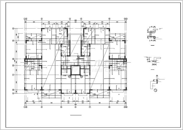 某小型楼房异型柱框架剪力墙结构施工图纸-图一