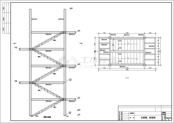 【兰州市】某商业大厦钢结构楼梯设计图纸-图一