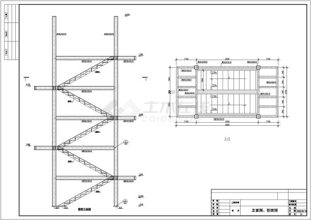 蘭州市某商業大廈鋼結構樓梯設計圖紙
