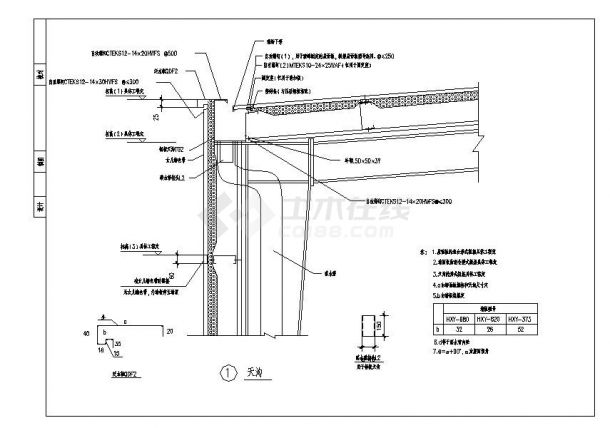 压型钢板屋面天沟施工节点做法详图-图二