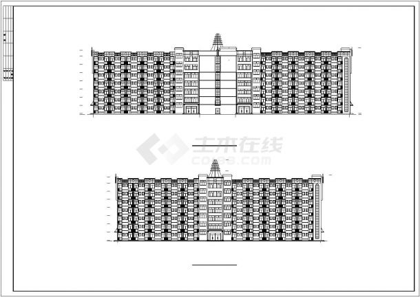 某地7层学生公寓的建筑设计图（共8张）-图二