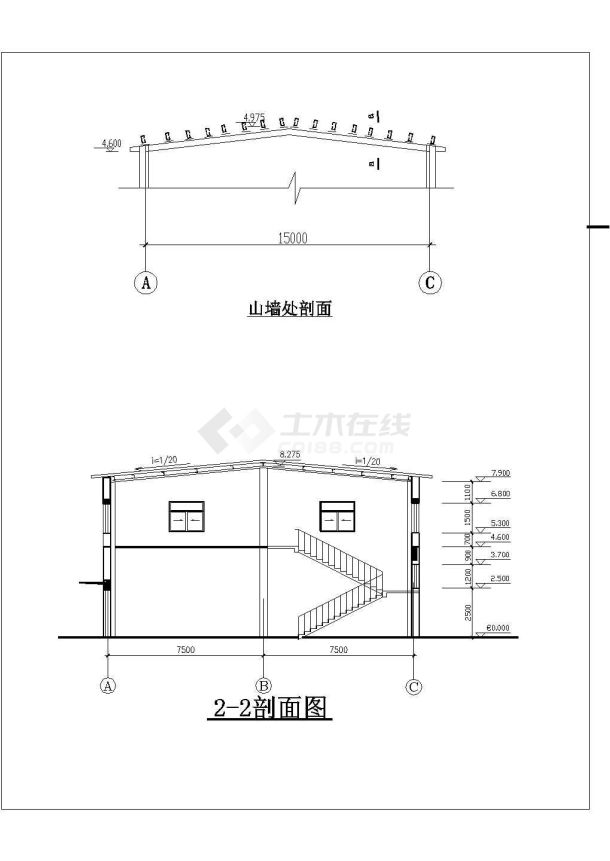 某车库的完整建筑设计平面图（共5张）-图二