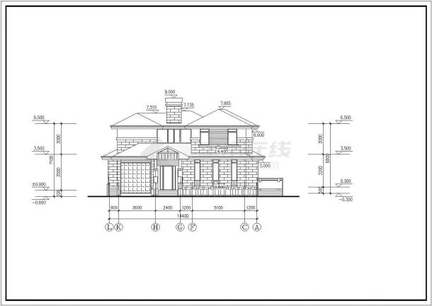 某二层别墅建筑设计图（带一张外效果图）-图二